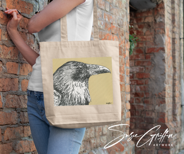 Raven Sketch Canvas Tote Bag