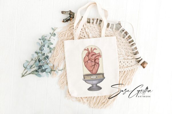 Easily Excitable Anatomical Heart in Glass Display Canvas Tote Bag - Image 3