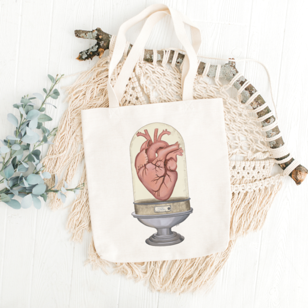 Easily Excitable Anatomical Heart in Glass Display Canvas Tote Bag