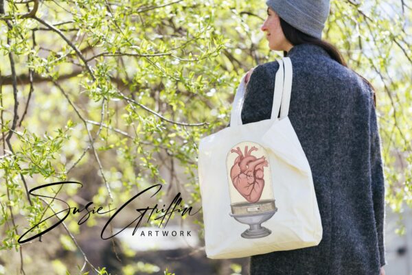 Easily Excitable Anatomical Heart in Glass Display Canvas Tote Bag - Image 2