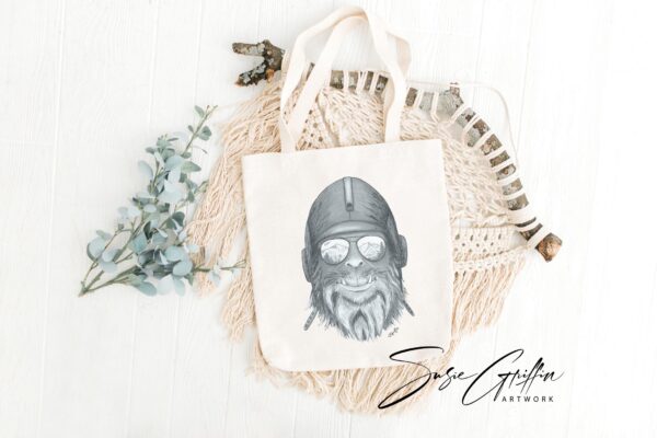 Capt. Squatch - Aviator Sasquatch Canvas Tote Bag - Image 4