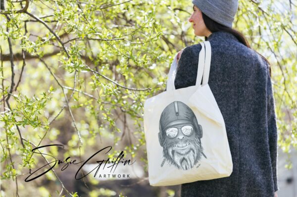 Capt. Squatch - Aviator Sasquatch Canvas Tote Bag - Image 2