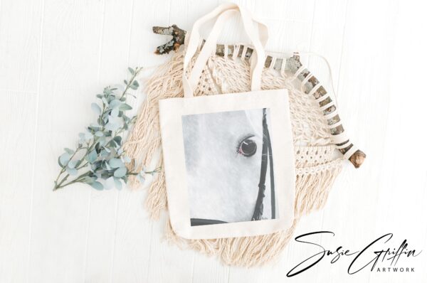 White Horse Eye Canvas Tote Bag - Image 3