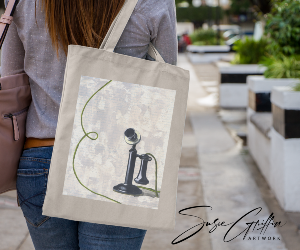 Vintage Phone Canvas Tote Bag - Image 7