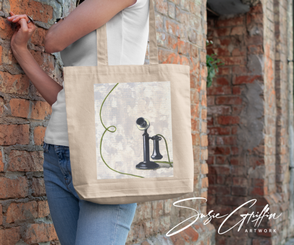 Vintage Phone Canvas Tote Bag - Image 2