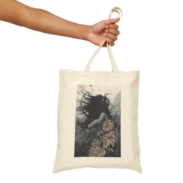 Becoming Canvas Tote Bag by Susie Griffin - Artistic Cotton Tote in Black and Natural